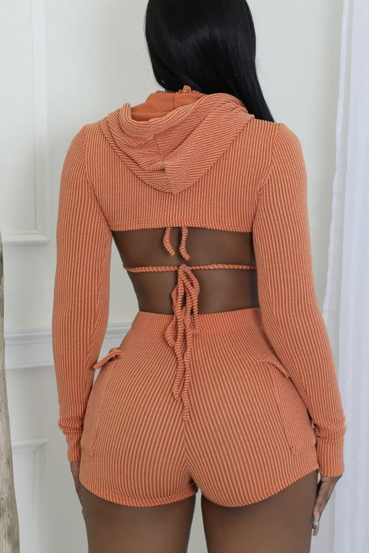 Aesthetics Orange 3-Piece Short Set